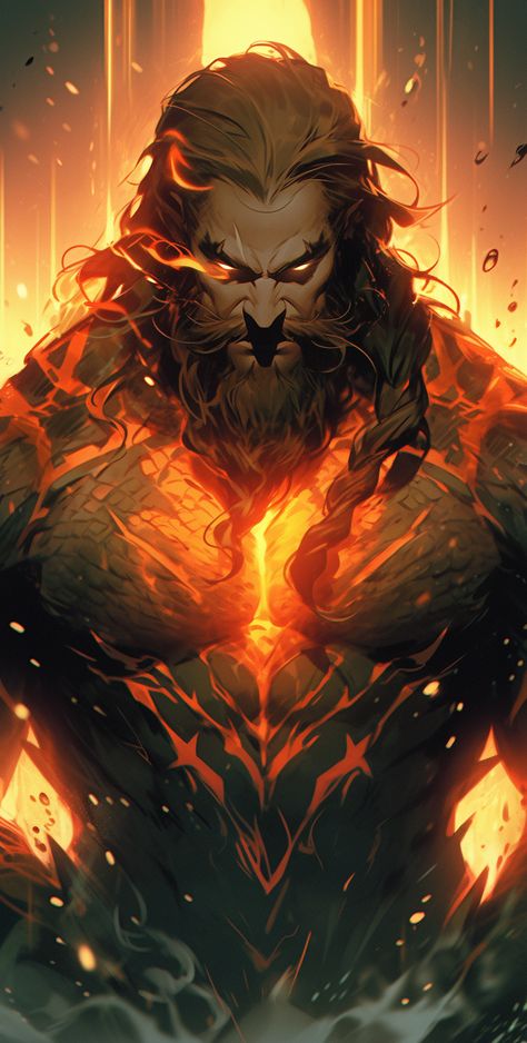 Fire King Fantasy Art, Lost In Random Fanart, Fire God Fantasy Art, God Of Fire Fantasy Art, Fire Man Art, Fire Barbarian, Fire Giant Dnd, Fire God Art, Fire Genasi Barbarian