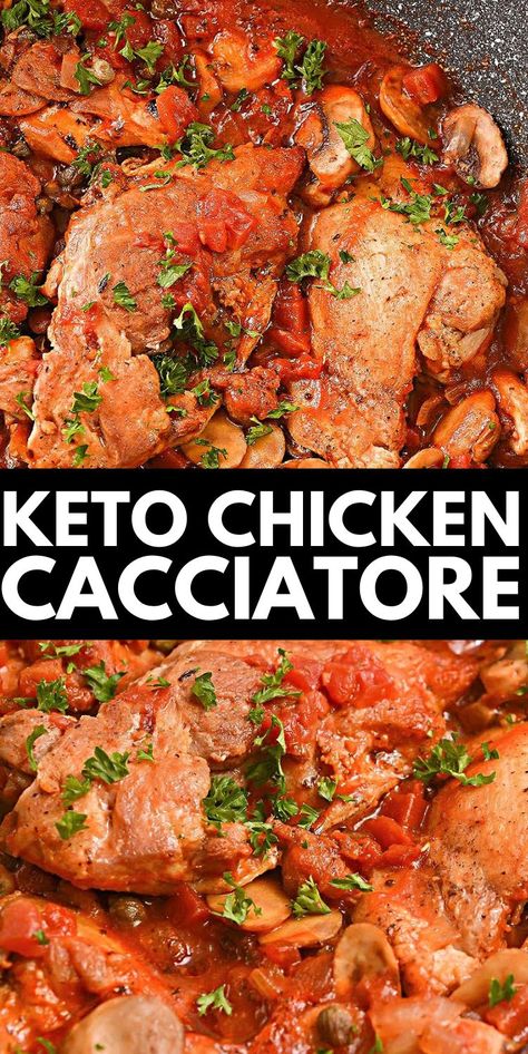 Chicken Cacciatore Keto, Keto Chicken Cacciatore Recipe, Keto Chicken Stew Recipes, Keto Chicken Thighs Recipes, Chicken Cattitore Recipes, Chicken Catchatori Recipe, Chicken Catchatori, Chicken Chasseur Recipe, Chicken Thigh Casserole