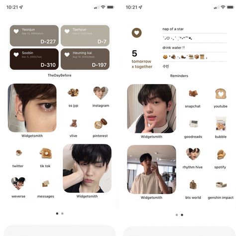 Soobin Themed Phone, Soobin Phone Theme, Soobin Homescreen Layout, Soobin Username Ideas, Soobin Homescreen, Iphone Themes, Home Lock Screen, Ios Layout, Phone Inspo