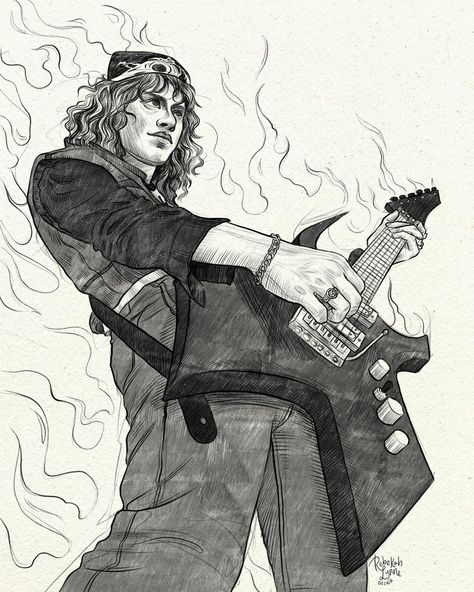 Eddie Munson Drawing, Eddie Munson Art, Eddie Munson Fanart, Eddie Fanart, Metal Drawing, Joseph Quinn, Stranger Things Art, Eddie Munson, Stranger Things Characters