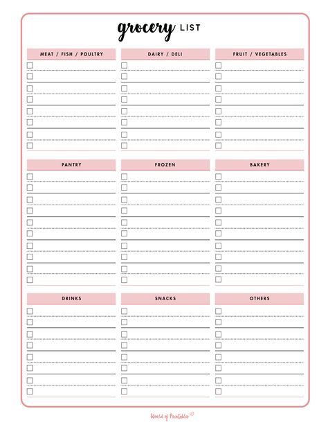 Blank Shopping List Printable Free, Printable Shopping List Grocery, Housework Schedule, Free Printable Grocery List Templates, Groceries List Template, Grocery List Template Blank, Basic Grocery List, Grocery Store List, Whole30 Shopping List