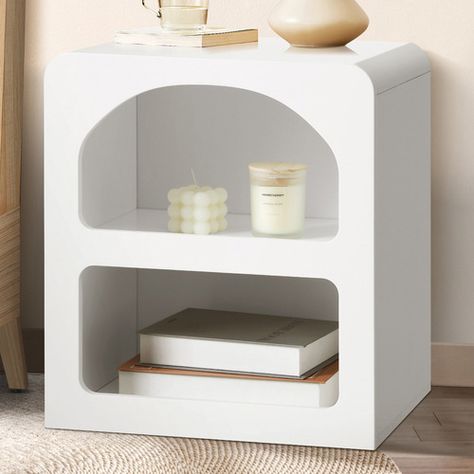 Benilde Bedside Table White Cabinet, Furniture Bedside Table, White Storage, Timber Construction, Drawer Shelves, Bedside Tables Nightstands, Books Reading, Open Shelves, Australia Living