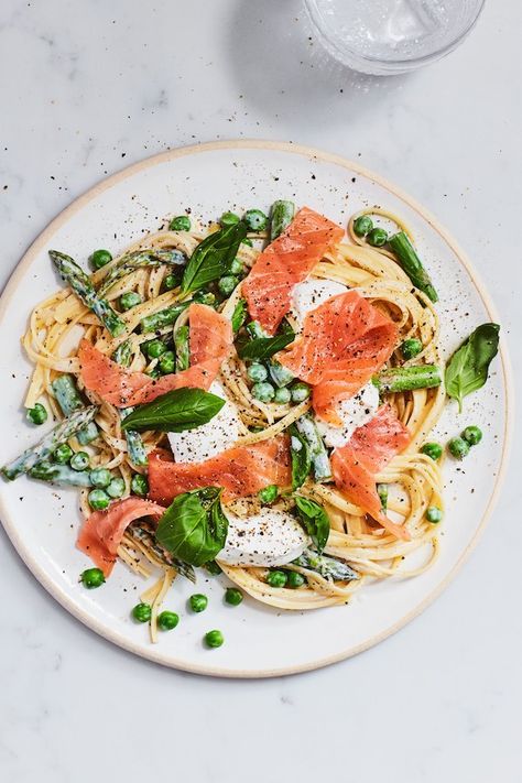 3 Spring Pasta Recipes to Try This Week Pasta Sour Cream, Pasta With Smoked Salmon, Spring Pasta Recipes, Spring Dinners, Sour Cream Recipe, Easy Weekly Meals, Smoked Salmon Pasta, Spring Pasta, Boiling Pasta