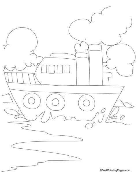 Ship coloring page 5 | Download Free Ship coloring page 5 for kids | Best Coloring Pages Drawing For Kg Students, Ship Drawing For Kids, Sketching For Kids, Painting Pictures For Kids, Ship Sketch, Scenery Drawing For Kids, Old Ship, Kindergarten Coloring Pages, Animal Art Projects