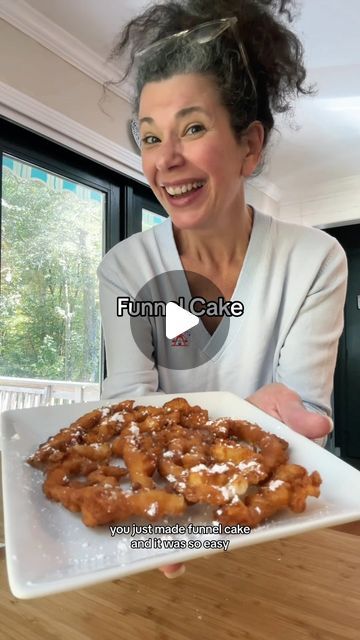 Funnel Cake Recipe Easy, Dessert Videos, Showstopper Dessert, Cake Recipe Easy, Funnel Cake Recipe, Funnel Cakes, Funnel Cake, Fair Food Recipes, Cooking Recipe