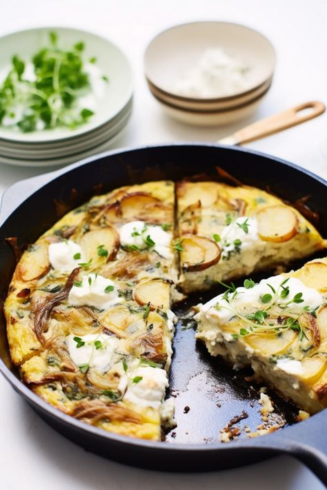 Sardinian Potato, Onion, and Pecorino Frittata - Cooking Mediterranean Baked Frittata, Mediterranean Breakfast, Sweet Onions, Pecorino Cheese, Potato Onion, Dairy Free Diet, Breakfast Meal Prep, Egg Recipes, Mediterranean Recipes