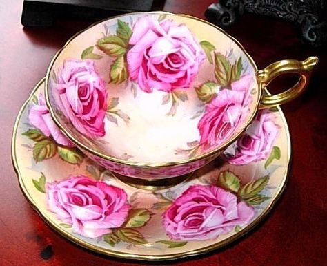 Aynsley tea cup pink rose | Aynsley Tea Cup and Saucer-Bold Pink Roses c ... | And Two for Tea.. Unique Tea Cups, Pink Dishes, Aynsley Tea Cup, Tea Cup Collection, Bone China Tea Set, Pretty Tea Cups, Pink Tea, Beautiful China, Tea Party Garden