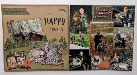 Hunting scrapbook layout idea Cave Scrapbook Layouts, Hunting Scrapbook Pages, Hunting Scrapbook Layouts, Fishing Scrapbook Layouts, Hunting Scrapbook, Fishing Scrapbook, Outdoors Scrapbook Layouts, Picture Scrapbook, Photos Layout