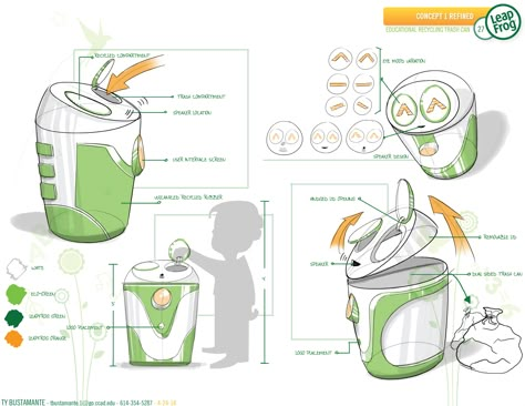 Product Design Sketch Concept, Waste Drawing, Innovation Design Products, Recycle Product, Bin Design, Innovation Product, Industrial Design Portfolio, Product Sketch, Industrial Design Sketch