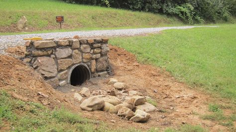 Pepper Medley: Stone Stuff Culvert Driveway, Culvert Landscaping Ideas, Stone Culvert, Culverts Ideas, Driveway Bridge, Driveway Culvert, Landscaping Driveway, Driveway Entrance Landscaping, Drainage Ditch