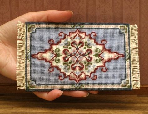 Doll House Rug, Dollhouse Rugs, Miniature Needlepoint, Dollhouse Living Room, Dollhouse Nursery, Tent Stitch, Dollhouse Rug, Needlepoint Rugs, Dollhouse Bedroom