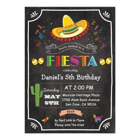 Mexican Fiesta Chalkboard Birthday Invitation Mexican Fiesta Birthday Party, Fiesta Birthday Invitations, Fiesta Birthday Party, Mexican Birthday, Colorful Invitations, Fiesta Theme, Boda Mexicana, Fiesta Birthday, Birthday Chalkboard