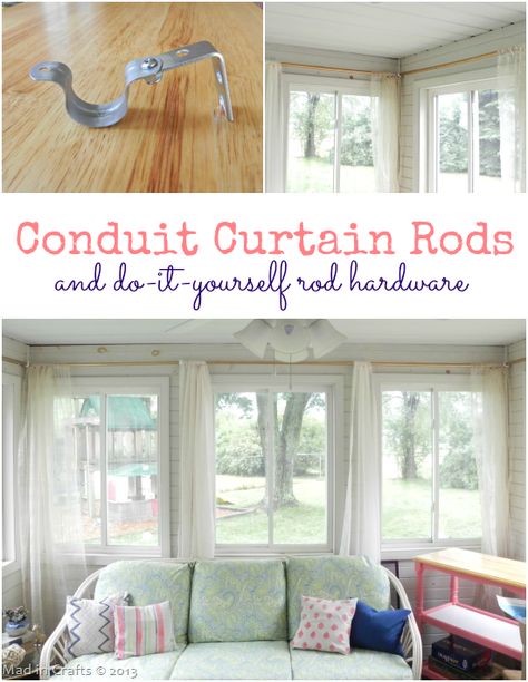 PVC-Pipe-Curtain-Rods-and-DIY-Rod-Ha-25255B1-25255D Pipe Curtain Rods, Long Curtain Rods, Pvc Conduit, Diy Curtain Rods, Restoration Hardware Inspired, Curtain Rod Hardware, Diy Curtains, Pvc Pipe, Curtain Rod