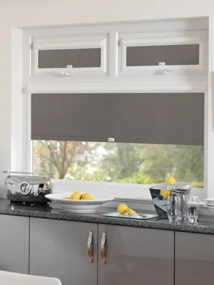 Blackout Windsor Dark Grey Perfect Fit Roller Blind Blinds For Doors, Sheer Roman Blinds, Large Roller Blinds, Roller Blinds Bathroom, Vertical Blind Slats, Sheer Roller Blinds, Patterned Blinds, Types Of Blinds, Dark Grey Colour