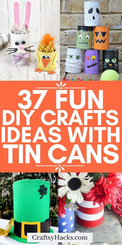 If you are looking to save more money on craft supplies you need to see these incredible tin can crafts. With these cool DIY crafts you can easily create DIY decor, accessories and more with upcycled tin cans! How To Reuse Formula Cans, Tin Coffee Can Ideas, Repurposed Formula Cans, Paint Cans Decorations, Can Diy Tin Craft Ideas, Tin Can Thanksgiving Crafts, Aluminium Cans Crafts, Number 10 Can Crafts, Gallon Can Crafts