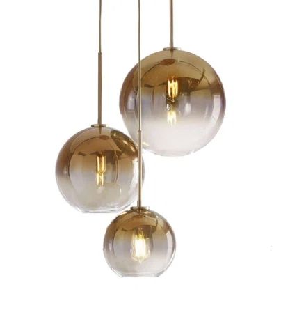 Corrigan Studio® Set 3-light Globe Gradient Gold Glass Pendant Light,modern Glass Hanging Light Chaniler Light (gold) | Wayfair Glass Ball Pendant Lighting, Gold Globe, Brass Light Fixture, Ball Pendant Lighting, Bulb Pendant Light, Farmhouse Light Fixtures, Metal Lamp Shade, Iron Pendant, Lighting Lamp