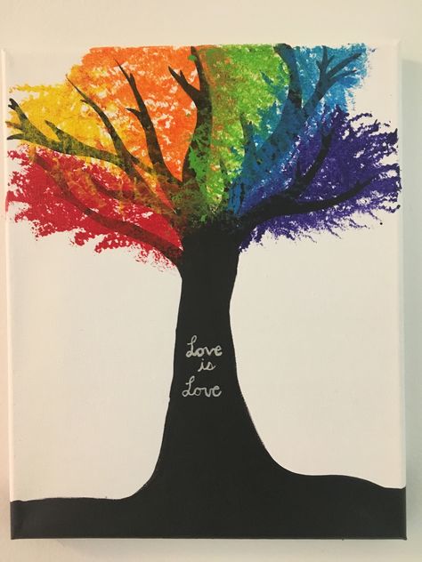 Pride Tree Acrylic Canvas Painting Pride Posters Ideas Diy, Pride Painting Ideas On Canvas, Pride Art Ideas, Lgbtq Painting, Pride Paintings Ideas, Pride Paintings Canvas, Lgbtq Art Painting, Pride Canvas Painting, Lgbtq Painting Ideas