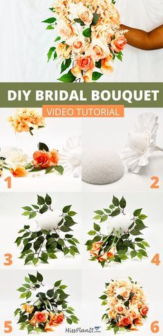 Peach Flowers Wedding, Diy Wedding Bouquet Tutorial, Diy Wedding Bouquet Fake Flowers, Wedding Bouquet Fake Flowers, Homemade Bouquet, Dream Wedding Bouquet, Flowers Wedding Bouquet, Cascading Bridal Bouquets, Peach Wedding Flowers