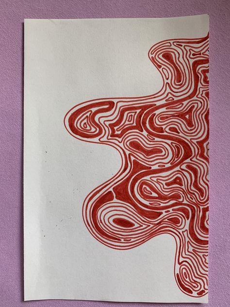 Red Sharpie Drawing, Black And Red Pen Drawing, Red Sketchbook Page, Red Sketch Drawings, Red And Black Drawings, Red Pen Drawings, Trippy Line Art, Red Ink Drawing, Journal Printouts