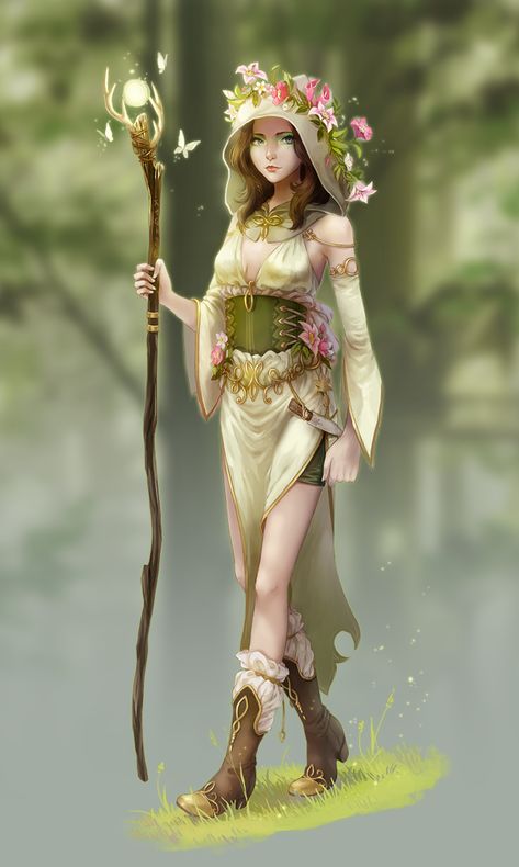 Forest mage by meago female druid ranger wizard warlock witch staff sorcerer sorceress armor clothes clothing fashion player character npc | Create your own roleplaying game material w/ RPG Bard: www.rpgbard.com | Writing inspiration for Dungeons and Dragons DND D&D Pathfinder PFRPG Warhammer 40k Star Wars Shadowrun Call of Cthulhu Lord of the Rings LoTR + d20 fantasy science fiction scifi horror design | Not Trusty Sword art: click artwork for source Ranger Rpg, Elf Druid, Armor Clothing, Wood Elf, Magical Art, Fantasy Inspiration, Art Anime, Character Creation, Dnd Characters