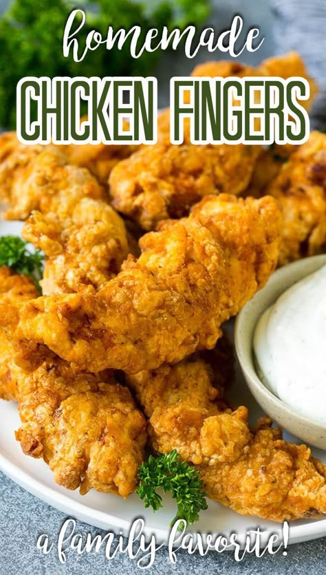 Homemade chicken fingers marinated in buttermilk, then fried to crispy golden brown. Fried Chicken Fingers Recipe, Chicken Tender Recipes Baked, Homemade Chicken Fingers, Homemade Chicken Strips, Buttermilk Chicken Tenders, Fried Chicken Breast Recipe, Chicken Fingers Baked, Homemade Chicken Tenders, Chicken Finger Recipes