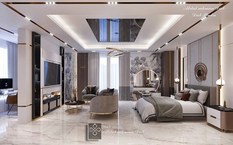 Modern bedroom suite on Behance Palm Interior, Oasis Interior, Modern Bedroom Suite, B8 Architecture, Lavish Living Room, Suite Bedroom, Home Gate Design, Luxury Houses Mansions, Villa Interior