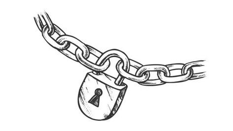 Locked Drawing, Padlock Heart Tattoo, Locked Up Drawing, Cadenas Tattoo, Padlock Drawing, Chain Doodle, Chains Illustration, Padlock Illustration, Lock Sketch