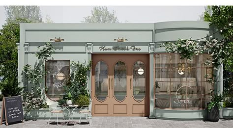 Bakery Concept Store, Bakery Ideas Exterior, Bakery Design Exterior, Small Shop Exterior, Bakery Facade, Boutique Exterior, Bakery House, Modern Bakery, Cafe Exterior