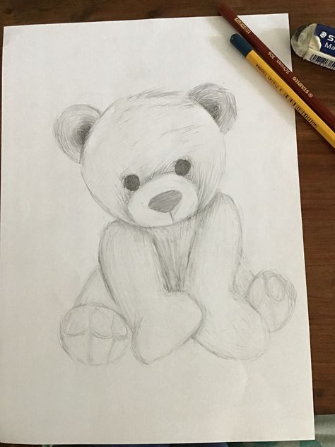 Drawing Ideas Teddy Bear, Teddy Bear Drawing Realistic, Teddy Bear Sketch Drawings, Bear Sketch Drawing, Teddy Bear Painting Easy, How To Draw Teddy Bear, How To Draw A Teddy Bear, Teddy Bear Drawing Pencil, Bear Drawing Sketches