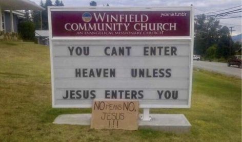 When you need Jesus in your life !!! Church Sign Sayings, You Need Jesus, Funny Sign Fails, Jesus Memes, Jesus Funny, Great Memes, Jesus Is Coming, Funny Jokes For Adults, Christian Humor