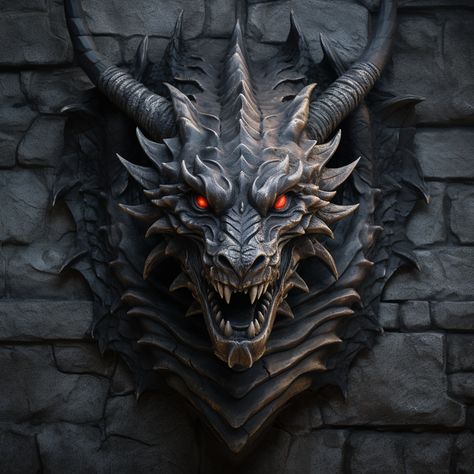 Dragon Head Wall Mount, Dragon Head Reference Front View, Dragon Face Drawing Front View, Dragon Front Face, Dragon Facing Forward, Front Facing Dragon, Portrait From Above, Dragon Front View, Dragon Head Sculpture