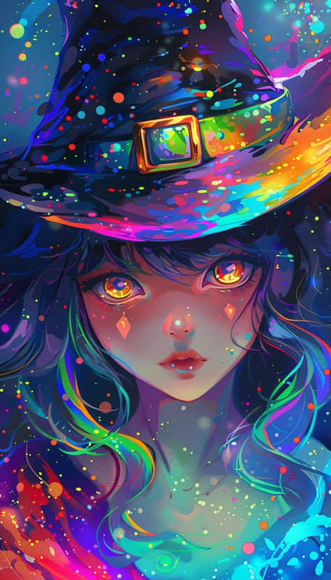 Anime Style Neon Rainbow Witch with Glowing Eyes Rainbow Witch Aesthetic, Rainbow Witch, Neon Witch, Neon Witch Photoshoot, Rainbow Goddess Art, Pink Haired Witch Art, Celtic Goddess, Neon Rainbow, The Good Witch