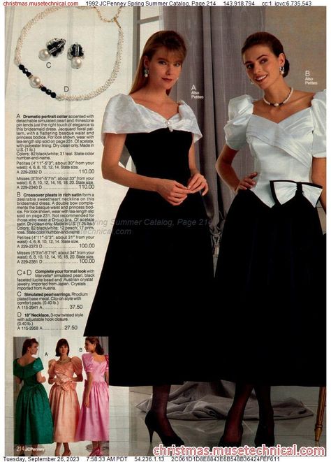 1992 JCPenney Spring Summer Catalog, Page 214 - Catalogs & Wishbooks 80s Dresses Formal, Vintage Fashion 1990s, 1992 Fashion, Vintage Wedding Dress Pattern, Period Dresses, Vintage Catalog, Fashion 1990s, 1990s Dress, 80s Prom Dress