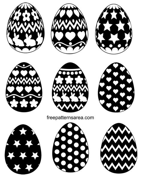 Egg Silhouette, Easter Egg Vector, Easter Silhouette, Designs Black And White, Easter Coloring Book, Easter Svg Files, Egg Vector, Stencils For Wood Signs, Easter Egg Pattern