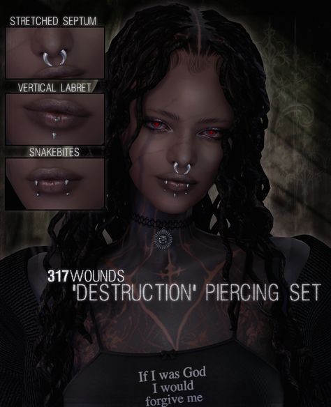 Sims Presets, Sims 4 Cc Goth, Skin Piercing, Stretched Septum, Sims 4 Piercings, Sims 4 Tsr, Sims 4 Cas Mods, Sims 4 Anime, Free Sims 4