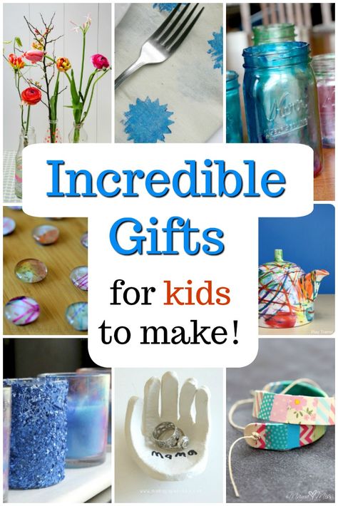 Awesome homemade gift ideas for kids to make! Great presents for Mom, Dad, and holidays! #homemade #gifts #christmas #craftsforkids #kidscrafts #christmascrafts #DIY Gifts For Kids To Make, Gifts Kids Can Make, Christmas Presents For Kids, Diy Easter Gifts, Kids Homemade, Easy Diy Christmas Gifts, Diy Gifts For Mom, Christmas Gifts For Parents, Diy Gifts For Kids