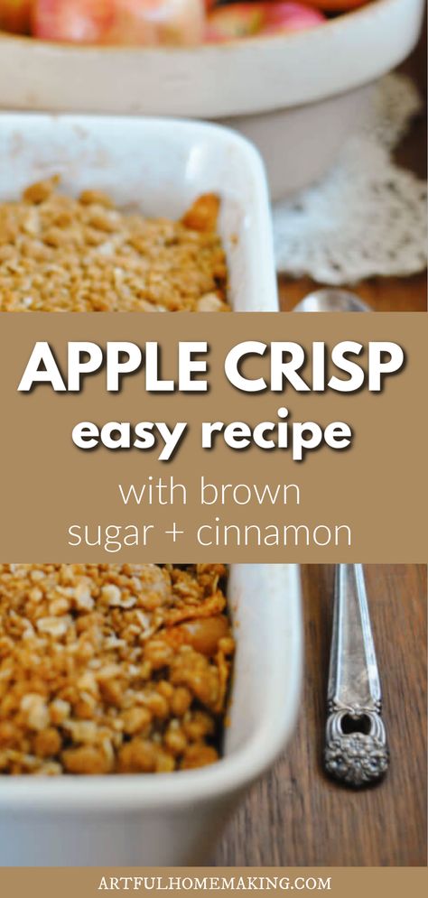 Apple Crisp Recipe With Oatmeal, Easy Apple Crisp Recipe Simple, Old Fashion Apple Crisp Recipe, Easy Apple Recipes 3 Ingredients, Oatmeal Apple Crumble, Early Fall Desserts, Apple Crisp With Quick Oats Recipe, Apple Crisp Easy Recipe, Apple Crisp Quick Oats