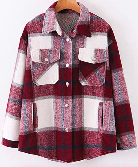 This Amazon Flannel Shacket Is Perfect For Fall Plaid Winter Jacket, Coat 2020, Jacket Coat Fashion, Plaid Jacket Women, Long Coat Jacket, Coat Women Fashion, Chic Shirts, Plaid Shirts, Matching Outfit