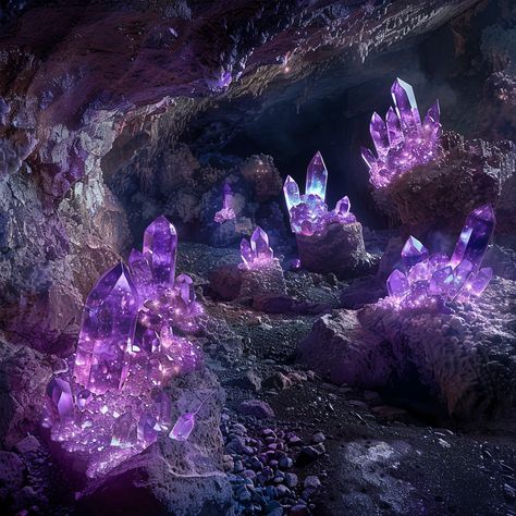 Crystal Magic Aesthetic, Crystal Cave Aesthetic, Amethyst Crystal Aesthetic, Cave Crystals, Amethyst Aesthetic, Amethyst Cave, Fantasy Crystal, Jewel Cave, Glowing Crystal