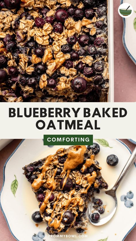 This Blueberry Baked Oatmeal Recipe bakes oats, fresh or frozen blueberries, and milk together to give you a comforting and hearty breakfast or brunch. Vegan, Gluten-Free and Nut-Free Options. Baked Oatmeal With Blueberries, Oatmeal With Blueberries, Blueberry Baked Oatmeal, Blueberry Oatmeal Bake, Brunch Vegan, Oatmeal Bake, Baked Oatmeal Recipe, Breakfast Drinks, Blueberry Oat