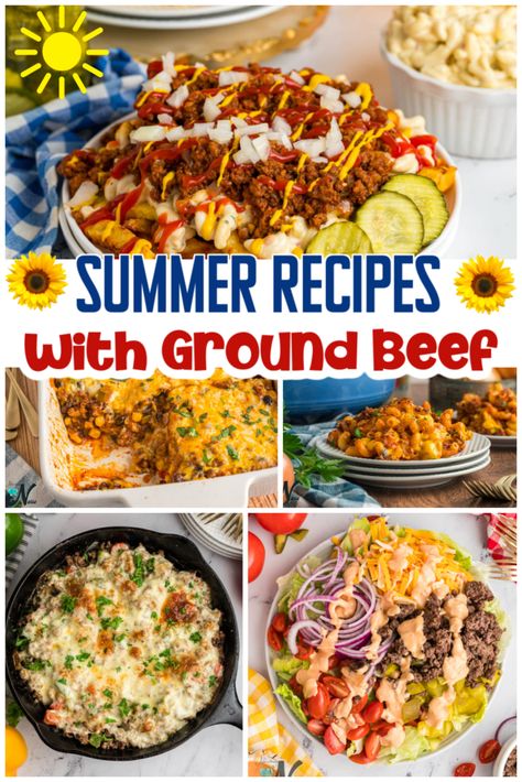 Grilling Ground Beef Recipes, Summer Beef Casserole, Summer Meal Ideas With Ground Beef, Ground Beef Recipes For Dinner Summer, Ground Beef Recipes For The Grill, Summer Dinner Recipes Ground Beef, Ground Beef Recipes Summer, Summer Ground Beef Recipes Easy Dinners, Ground Beef Summer Recipes