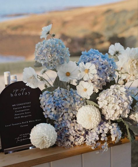 // t h e b o o z e Baby Blue Hydrangea, Blue Hydrangea Wedding, Hydrangeas Wedding, Blue Themed Wedding, The Cove, בר מצווה, Coastal Wedding, Deco Floral, Wedding 2024