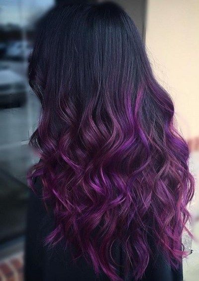 Purple And Black Hair, Ombre Hair Color Ideas, The Right Hairstyles, Purple Highlights, Ombre Hair Color, Hair Color Ideas, Ombre Hair, Hair Colors, Wavy Hair