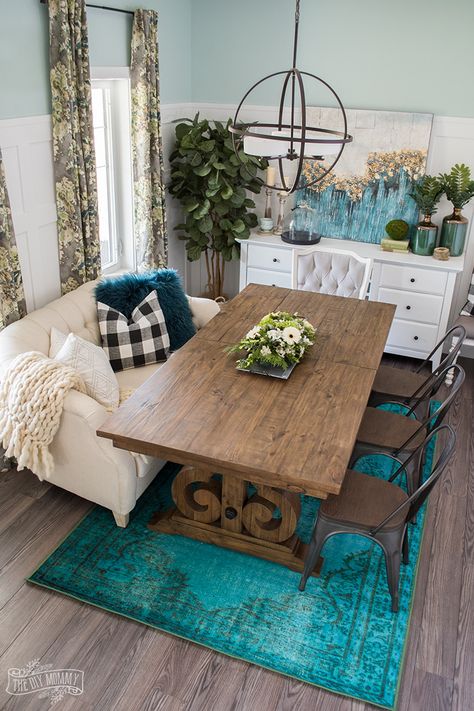 A Boho Farmhouse Dining Room Reveal | One Room Challenge Week 6 | The DIY Mommy Boho Farmhouse Dining Room, Modern Farmhouse Dining Room Decor, Rustic Farmhouse Dining Room, Dining Room Table And Chairs, Farmhouse Style Dining Room, Farmhouse Dining Rooms Decor, Modern Farmhouse Dining Room, Farmhouse Dining Room Table, Dining Room Remodel