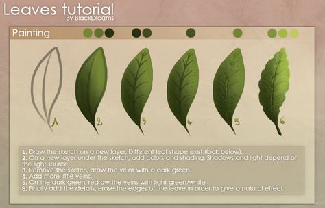 Photoshop – Leaves + Drops tutorial | free3DTutorials.com Digital Art Tutorial Beginner, Game Graphics, Digital Painting Techniques, Digital Art Beginner, Photoshop Painting, Leaf Drawing, Leaf Texture, Coloring Tutorial, Plant Drawing