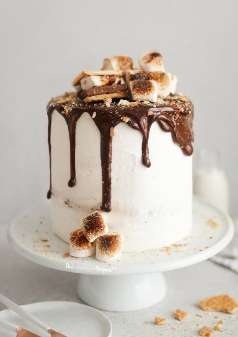 Vegan Smores Cake, S'more Smash Cake, S’mores Wedding Cake, Marshmallow Cake Design, Smore Birthday Cake, Smores Cake Decoration, Smores Smash Cake, Smore Cake Birthday, S’mores First Birthday