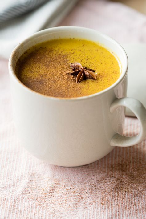 Golden Milk Recipe (Vegan, GF) - Easy Turmeric Latte | The Worktop Turmeric Milk Aesthetic, Golden Turmeric Latte, Milk And Honey Drink, Healthy Morning Drinks, Pumpkin Milk, Golden Milk Recipe, Turmeric Drink, Winter Breakfast, Healthy Nutrition Plan