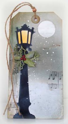 Stamping with Loll: Twelve Tags of Christmas Wrap-Up Christmas Cards With Lamp Post, Tim Holtz Christmas Gift Tags, Tim Holtz Christmas Cards, Christmas Tags Handmade, Christmas Gift Tags Handmade, Xmas Tags, Gift Tags Diy, Homemade Christmas Cards, Handmade Gift Tags