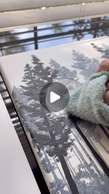 How To Paint Foggy Trees, Forest Fog Painting, Fog Painting Acrylic, Black And White Forest Painting, Fog Forest Painting, How To Paint Fog With Acrylics, How To Paint Foggy Forest, How To Paint Fog, How To Paint Forest