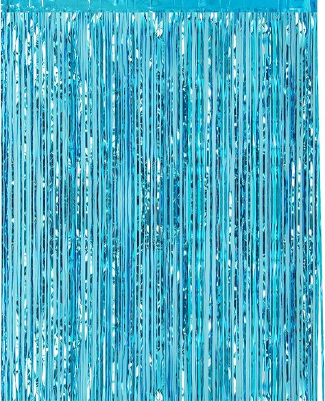 Birthday Door Decorations, Hanging Streamers, Frozen Mermaid, Foil Fringe Curtain, Birthday Door, Blue Party Decorations, Curtain Door, Foil Curtain, Curtain Backdrops